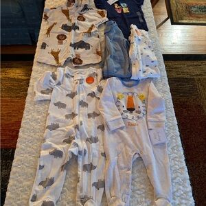 New Set of 6 Baby Clothes Size 9 Months Footies & Romper